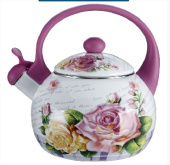 METALLONI EM-25101/35 Чайник эмал. "Чайная роза" со свистком 2,5 л (6)