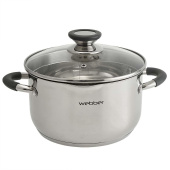 WEBBER BE-373/2 Кастрюля из нерж стали со стеклянной крышкой (d=20; 3,6 л) (4)