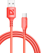 DEFENDER (87106RED) USB кабель F207 TypeC 1м,2.4А,силикон,пакет