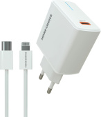 MORE CHOICE (4610196408922) NC60i СЗУ 1USB-C 3.0A PD 20W быстрая зарядка для Lightning 8-pin Type-C White