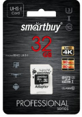 SMARTBUY MicroSDHC 32GB Class10 PRO (U3) 90/80 MB/S + адаптер