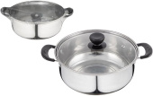 БЕЗ ТМ Кастрюля Promo, объем 2,2 л, из нержавеющей стали с крышкой из жаропрочного стекла (104614)