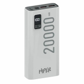 HIPER EP 20000 WHITE Мобильный аккумулятор 20000mAh 3A QC PD 2xUSB белый
