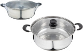 БЕЗ ТМ Кастрюля Promo, объем 3.6 л, из нержавеющей стали с крышкой из жаропрочного стекла (104616)