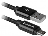 DEFENDER (87802) USB08-03T PRO USB2.0, AM-MicroBM, 1.0 м, черный
