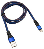 REXANT (18-7053) Кабель REXANT USB-Lightning 2.4 A, 1 м, синяя нейлоновая оплетка