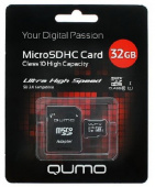 QUMO MicroSDHC 32GB Class10 UHS-I + адаптер