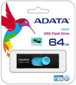 Флеш накопитель 64GB A-DATA UV220, USB 2.0, черный/голубой