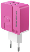 MORE CHOICE (4627151191775) NC46a СЗУ 2USB 2.4A для Type-C 1м Pink