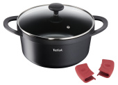 Кастрюля Tefal Pro Cook 20 см со стеклянной крышкой и силиконовыми ручками E2184475