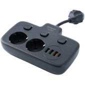 Сетевой удлинитель Amper 2 роз. 0.2м черный (T2435B)