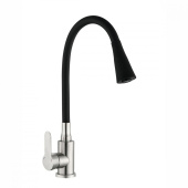 АНТЕЙ 577033 Садко Смеситель д/кухни шар. с силиконовым изливом черный нерж.сталь 1/11