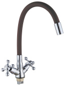 GOTA ROCIO G095538-GOTA Barcelona Смеситель д/кухни с 2-мя рукоятками с высоким силиконовым изливом, креп. гайка серый