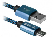 DEFENDER (87805) USB08-03T PRO USB2.0, AM-MicroBM, 1.0 м, синий