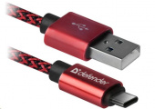 DEFENDER (87813) USB09-03T PRO USB2.0, AM-TYPE-C, 1.0м, красный