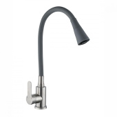 АНТЕЙ 577032 Садко Смеситель д/кухни шар. с силиконовым изливом серый нерж.сталь 1/11