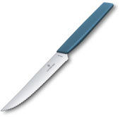 Нож кухонный Victorinox Swiss Modern (6.9006.12W2) стальной столовый для стейка лезв.120мм серрейт. заточка синий