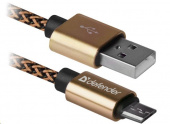 DEFENDER (87800) USB08-03T PRO USB2.0, AM-MicroBM, 1.0 м, золотой