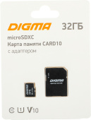 Карта памяти microSDXC 32Gb Class10 Digma CARD10 + adapter