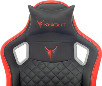 Кресло игровое Knight Outrider черный/красный ромбик эко.кожа с подголов. крестов. металл