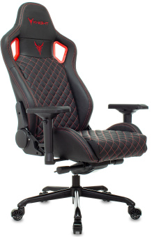 Кресло игровое Knight Titan черный/красный ромбик эко.кожа с подголов. крестов. металл