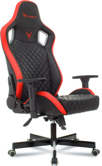 Кресло игровое Knight Outrider черный/красный ромбик эко.кожа с подголов. крестов. металл