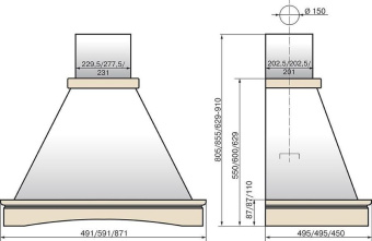 Вытяжка каминная Elikor Вилла 60П-650-П3Л бежевый управление: ползунковое (1 мотор)