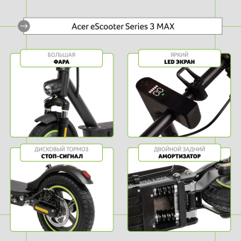 Электросамокат Acer ES Series 3 Max AES203 10000mAh черный (без сумки)