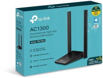 Сетевой адаптер WiFi TP-Link Archer T4U Plus AC1300 USB 3.0 (ант.внеш.несъем.) 2ант.
