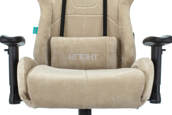 Кресло игровое Zombie VIKING KNIGHT Fabric песочный Light-21 с подголов. крестов. металл