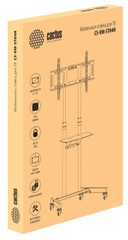 Стойка для телевизора Cactus CS-ST04H черный 37"-70" макс.45кг напольный мобильный