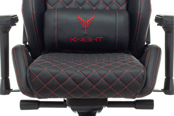 Кресло игровое Knight Titan черный/красный ромбик эко.кожа с подголов. крестов. металл