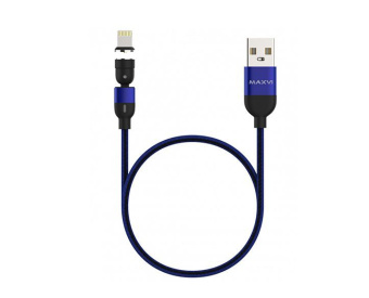 MAXVI MCm-02L синий , USB-A - Lightning, 2A, магнитный разъем, LED
