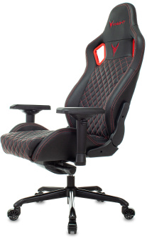 Кресло игровое Knight Titan черный/красный ромбик эко.кожа с подголов. крестов. металл