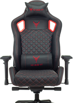 Кресло игровое Knight Titan черный/красный ромбик эко.кожа с подголов. крестов. металл