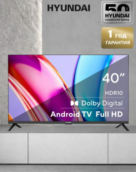 Телевизор LED Hyundai 40" H-LED40BS5002 Android TV Frameless черный FULL HD 60Hz DVB-T2 DVB-C DVB-S DVB-S2 USB WiFi Smart TV