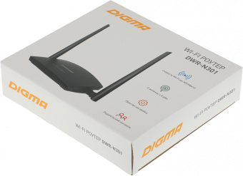 Роутер беспроводной Digma DWR-N301 N300 10/100BASE-TX черный (упак.:1шт)