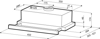 Вытяжка KRONA KAMILLA 450 INOX (1мотор)
