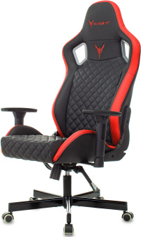 Кресло игровое Knight Outrider черный/красный ромбик эко.кожа с подголов. крестов. металл