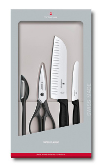 Набор ножей кухон. Victorinox Swiss Classic Kitchen (6.7133.4G) компл.:4шт черный подар.коробка
