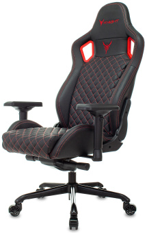 Кресло игровое Knight Titan черный/красный ромбик эко.кожа с подголов. крестов. металл