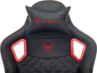 Кресло игровое Knight Titan черный/красный ромбик эко.кожа с подголов. крестов. металл