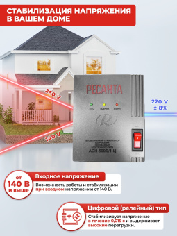 Стабилизатор напряжения Ресанта АСН-500Д/1-Ц однофазный серый (63/6/37)