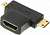 Переходник аудио-видео HDMI (f)/Micro HDMI (m)/Mini HDMI (m) черный (+ Mini HDMI (Male))