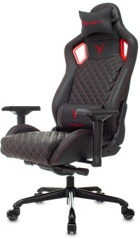 Кресло игровое Knight Titan черный/красный ромбик эко.кожа с подголов. крестов. металл