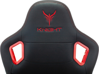 Кресло игровое Knight Titan черный/красный ромбик эко.кожа с подголов. крестов. металл