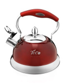 TECO TC-125-BD Чайник 3,0 л. нерж. со свистком бордовый