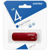 Флеш диск 4Gb Smartbuy Clue SB4GbCLU-R USB2.0 красный