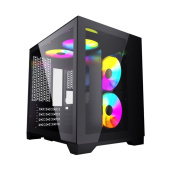 Корпус Powercase Корпус Powercase Vision Micro, Black, Tempered Glass, 4х 120mm 5-color fan, чёрный, mATX (CVBM-L4) (CVBM-L4) (202896)