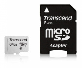 Флеш карта microSDXC 64Gb Class10 Transcend TS64GUSD300S-A + adapter